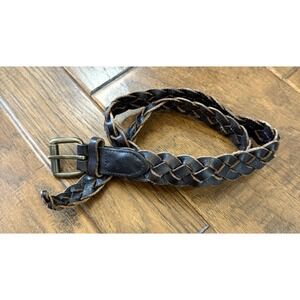 Crewcuts J.‎ Crew Leather Braided Belt Kids M 34" Brown Preppy Old Money Minimal